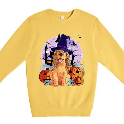 Cocker Spaniel Happy Halloween Dog Witch Pumpkin Premium Crewneck Sweatshirt