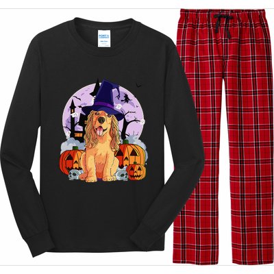 Cocker Spaniel Happy Halloween Dog Witch Pumpkin Long Sleeve Pajama Set