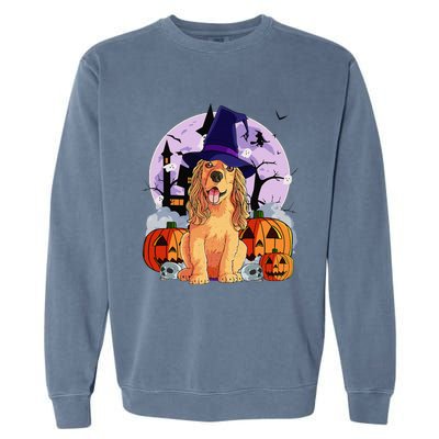 Cocker Spaniel Happy Halloween Dog Witch Pumpkin Garment-Dyed Sweatshirt