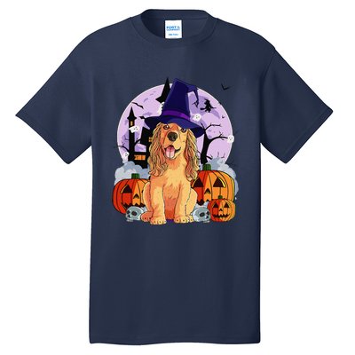 Cocker Spaniel Happy Halloween Dog Witch Pumpkin Tall T-Shirt