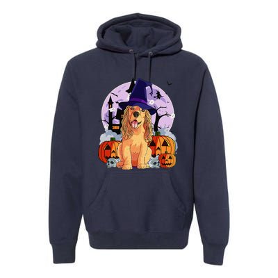 Cocker Spaniel Happy Halloween Dog Witch Pumpkin Premium Hoodie