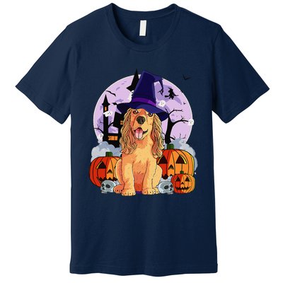 Cocker Spaniel Happy Halloween Dog Witch Pumpkin Premium T-Shirt