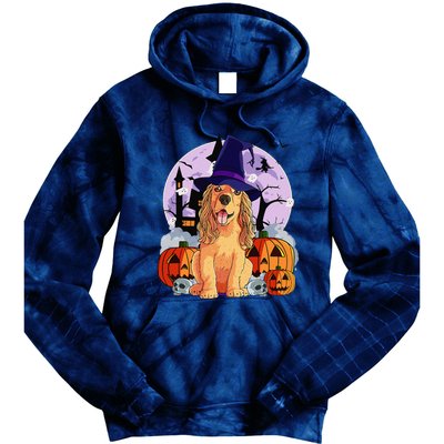 Cocker Spaniel Happy Halloween Dog Witch Pumpkin Tie Dye Hoodie