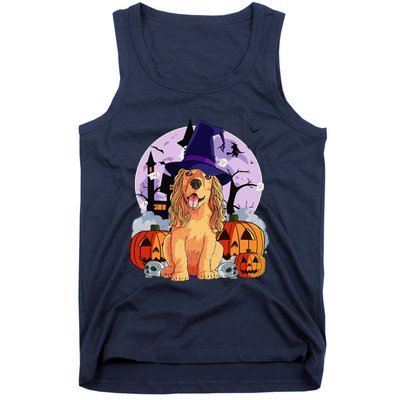 Cocker Spaniel Happy Halloween Dog Witch Pumpkin Tank Top