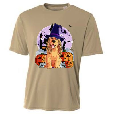 Cocker Spaniel Happy Halloween Dog Witch Pumpkin Cooling Performance Crew T-Shirt