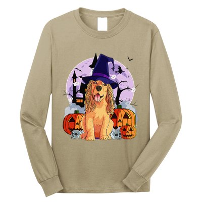 Cocker Spaniel Happy Halloween Dog Witch Pumpkin Long Sleeve Shirt