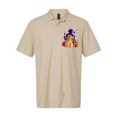 Cocker Spaniel Happy Halloween Dog Witch Pumpkin Softstyle Adult Sport Polo