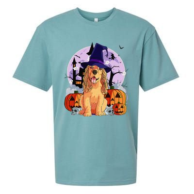 Cocker Spaniel Happy Halloween Dog Witch Pumpkin Sueded Cloud Jersey T-Shirt