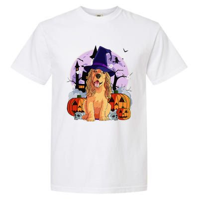 Cocker Spaniel Happy Halloween Dog Witch Pumpkin Garment-Dyed Heavyweight T-Shirt