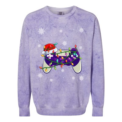 Christmas Santa Hat Video Gamer Controller Xmas Gift Colorblast Crewneck Sweatshirt