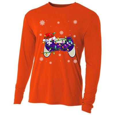 Christmas Santa Hat Video Gamer Controller Xmas Gift Cooling Performance Long Sleeve Crew