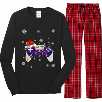 Christmas Santa Hat Video Gamer Controller Xmas Gift Long Sleeve Pajama Set