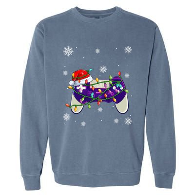 Christmas Santa Hat Video Gamer Controller Xmas Gift Garment-Dyed Sweatshirt