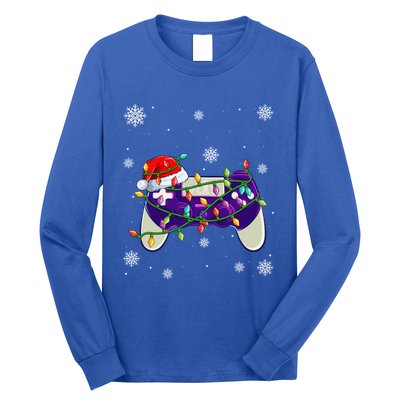 Christmas Santa Hat Video Gamer Controller Xmas Gift Long Sleeve Shirt