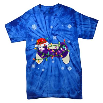 Christmas Santa Hat Video Gamer Controller Xmas Gift Tie-Dye T-Shirt