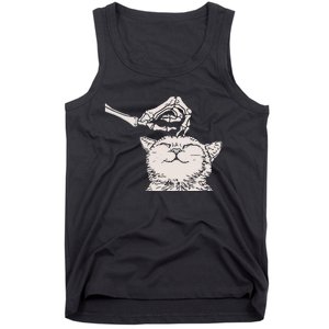 Cat Skeleton Hand Lazy Halloween Costume Cool Bones Kitten Tank Top