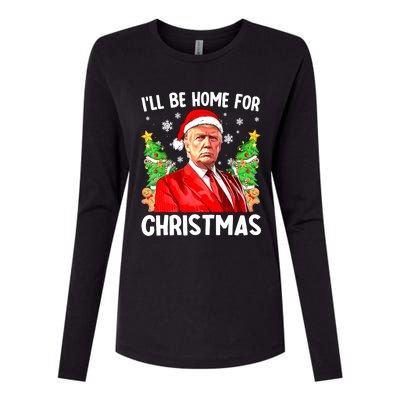 Christmas Santa Hat Ill Be Home For Xmas Funny Trump Gift Womens Cotton Relaxed Long Sleeve T-Shirt