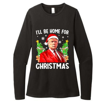 Christmas Santa Hat Ill Be Home For Xmas Funny Trump Gift Womens CVC Long Sleeve Shirt