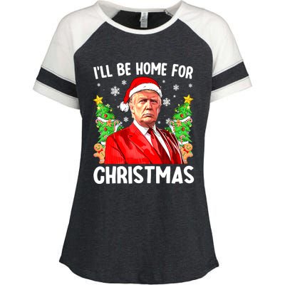 Christmas Santa Hat Ill Be Home For Xmas Funny Trump Gift Enza Ladies Jersey Colorblock Tee