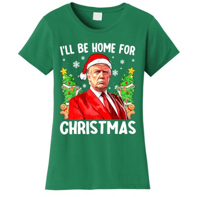 Christmas Santa Hat Ill Be Home For Xmas Funny Trump Gift Women's T-Shirt