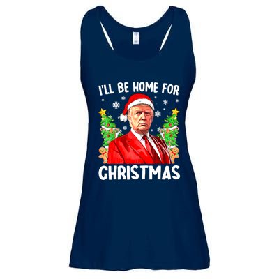 Christmas Santa Hat Ill Be Home For Xmas Funny Trump Gift Ladies Essential Flowy Tank