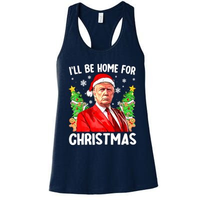 Christmas Santa Hat Ill Be Home For Xmas Funny Trump Gift Women's Racerback Tank