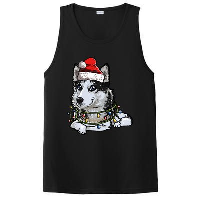 Cute Siberian Husky Santa Christmas Tree Lights Xmas Gift PosiCharge Competitor Tank