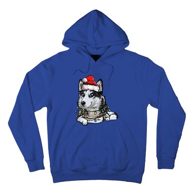 Cute Siberian Husky Santa Christmas Tree Lights Xmas Gift Hoodie