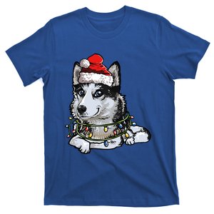 Cute Siberian Husky Santa Christmas Tree Lights Xmas Gift T-Shirt