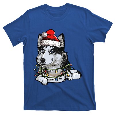 Cute Siberian Husky Santa Christmas Tree Lights Xmas Gift T-Shirt