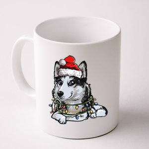 Cute Siberian Husky Santa Christmas Tree Lights Xmas Gift Coffee Mug