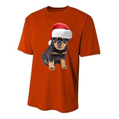 Christmas Santa Hat Rottweiler Gift Performance Sprint T-Shirt