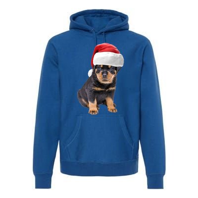 Christmas Santa Hat Rottweiler Gift Premium Hoodie