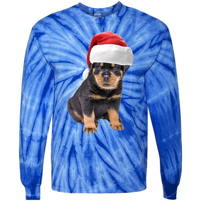 Christmas Santa Hat Rottweiler Gift Tie-Dye Long Sleeve Shirt