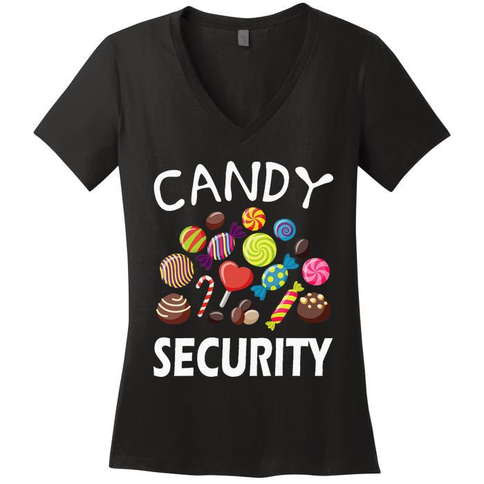 Candy Security Halloween Costume Party Women's V-Neck T-Shirt