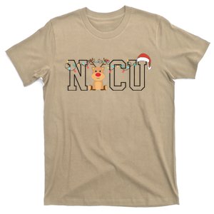 Cute Santa Hat Reindeer Christmas Light Xmas Nicu Nurse T-Shirt