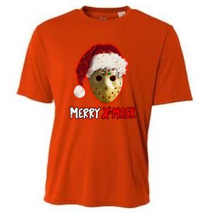 Christmas Santa Horror Hockey Mask XMask Funny Gift Cooling Performance Crew T-Shirt