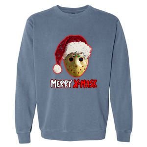 Christmas Santa Horror Hockey Mask XMask Funny Gift Garment-Dyed Sweatshirt