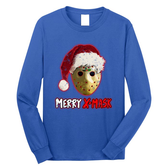 Christmas Santa Horror Hockey Mask XMask Funny Gift Long Sleeve Shirt