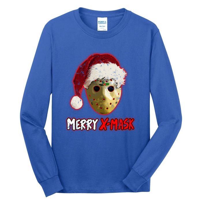 Christmas Santa Horror Hockey Mask XMask Funny Gift Tall Long Sleeve T-Shirt