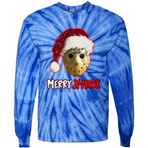 Christmas Santa Horror Hockey Mask XMask Funny Gift Tie-Dye Long Sleeve Shirt