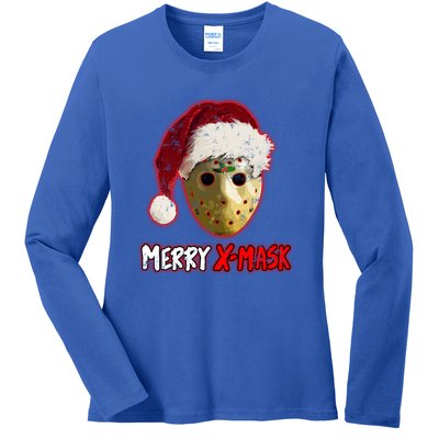 Christmas Santa Horror Hockey Mask XMask Funny Gift Ladies Long Sleeve Shirt