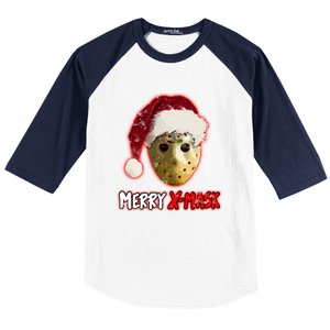 Christmas Santa Horror Hockey Mask XMask Funny Gift Baseball Sleeve Shirt