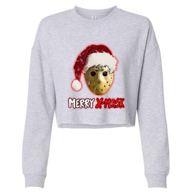 Christmas Santa Horror Hockey Mask XMask Funny Gift Cropped Pullover Crew