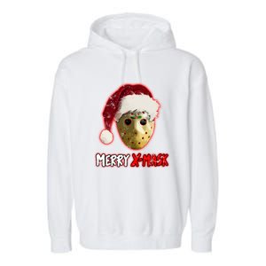 Christmas Santa Horror Hockey Mask XMask Funny Gift Garment-Dyed Fleece Hoodie