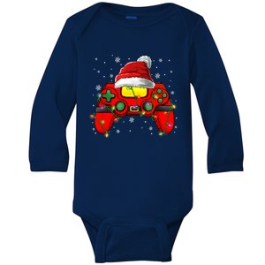 Christmas Santa Hat Video Game Controller Gamer Boy Teens Baby Long Sleeve Bodysuit