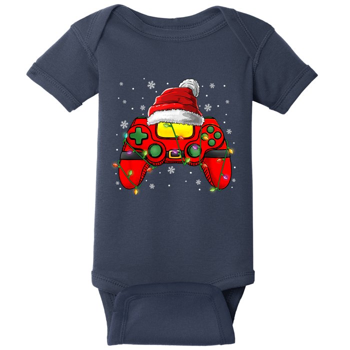 Christmas Santa Hat Video Game Controller Gamer Boy Teens Baby Bodysuit