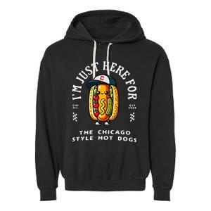 Chicago Style Hot Dog Lover Chicago Foodie Garment-Dyed Fleece Hoodie