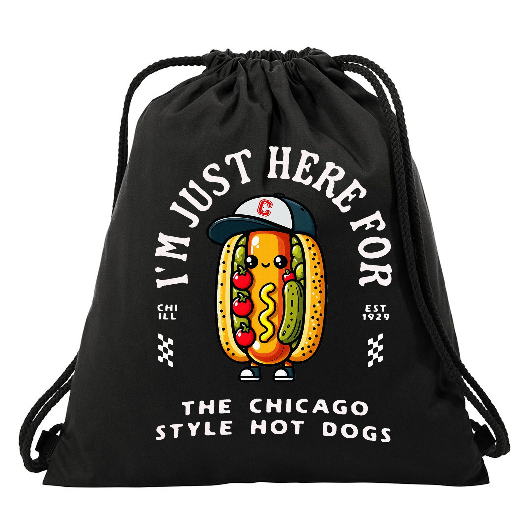 Chicago Style Hot Dog Lover Chicago Foodie Drawstring Bag
