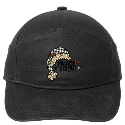 Christmas Santa Hat Buffalo Plaid Leopard Cheetah Print Gift 7-Panel Snapback Hat